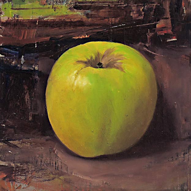 oil painting of apple by Eoin Mac Lochlainn