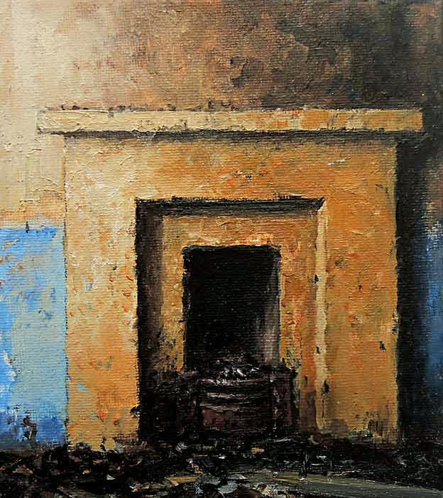 oil painting of old fireplace by Eoin Mac Lochlainn for Imago Mundi