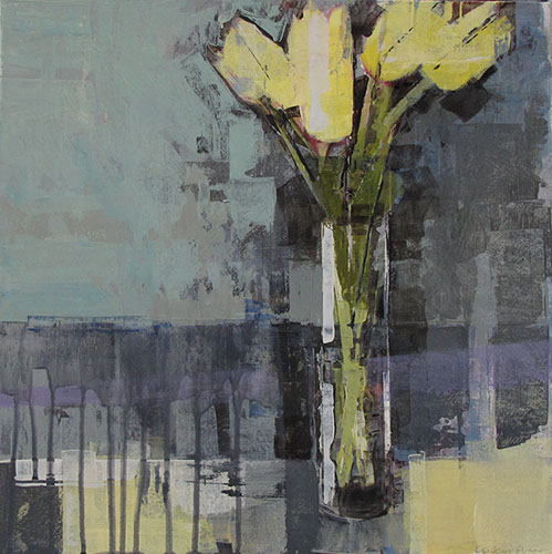 painting of yellow tulips by Bridget Flinn