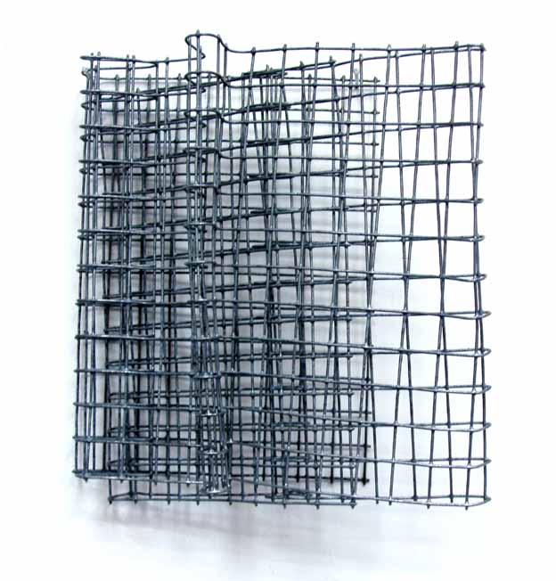 Progress? 6" x 6" metal grid, shadow, 2004 artwork by Eoin Mac Lochlainn