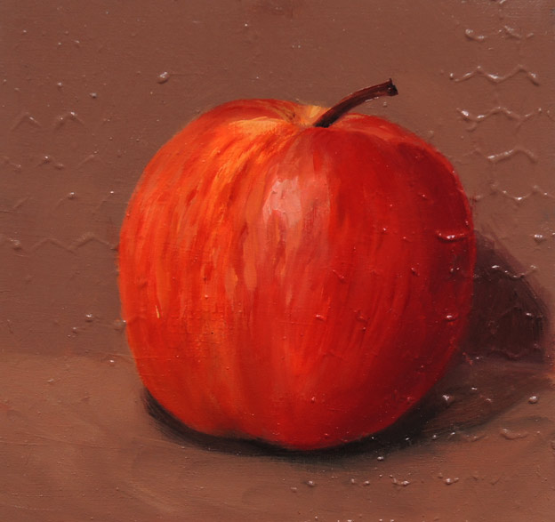 oil painting of red apple by Eoin Mac Lochlainn